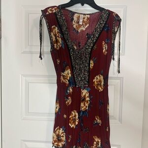 Xhilaration Maroon Floral Romper